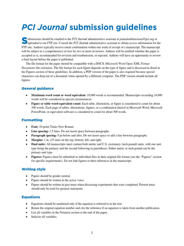 PCI Journal submission guidelines General guidance Microsoft Word