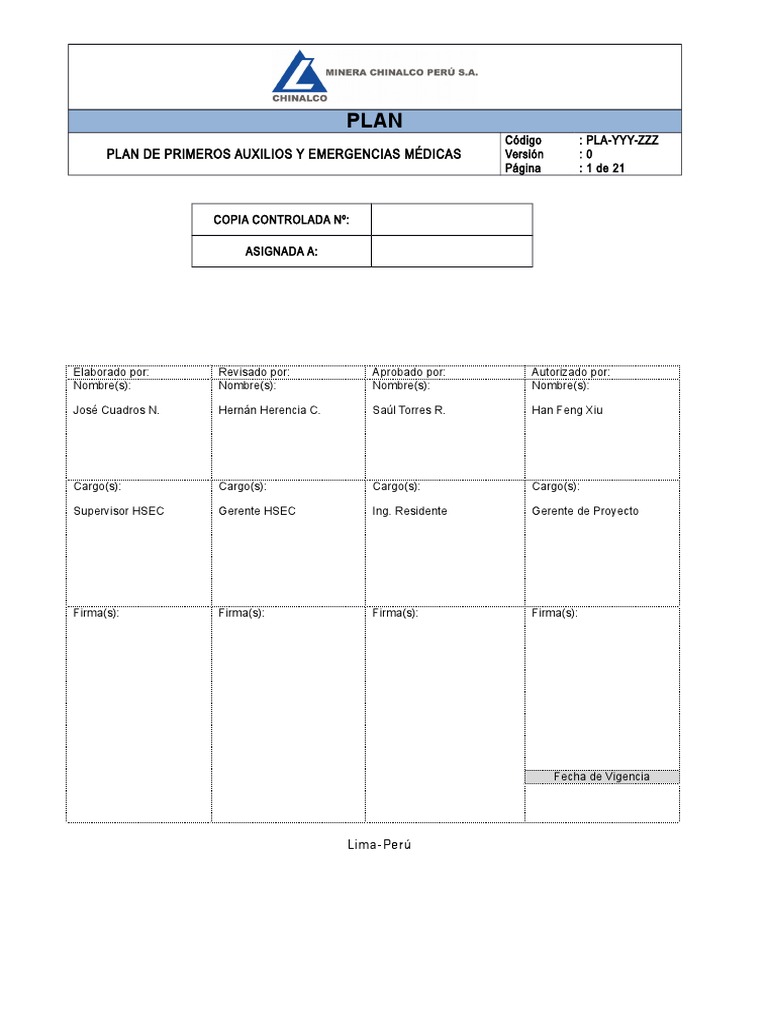 Plan de Primeros Auxilios y Emergencias | PDF | Hospital | Seguridad y ...