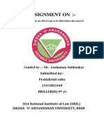 Assignment On:-: Guided By:-Mr. Anshuman Subhankar Submitted By: - Pratishruti Sahu 1541801048 BBA - LLB (H) 4 Yr