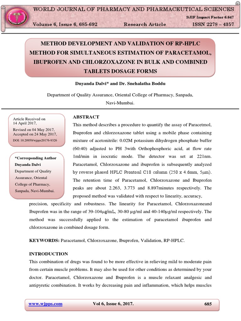 RP-HPLC Method for Ibuprofen and Paracetamol | PDF | High Performance ...