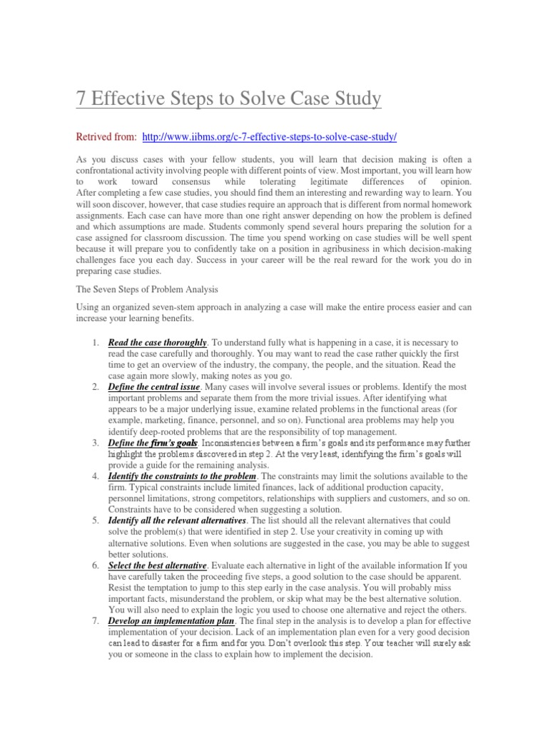 ways to solve case study