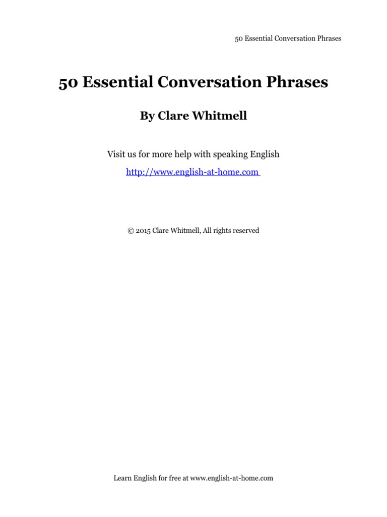 Essential English Conversation Phrases | PDF | Language Arts ...