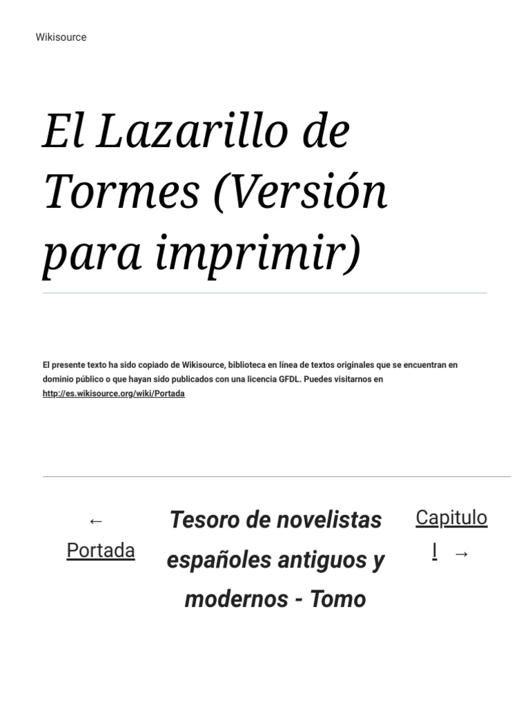 El Lazarillo de Tormes: Texto Completo | PDF | Oración | Vino