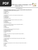 Soal UAS PAS K13 Tema 3 Kelas 4 Semester 1 PJOK