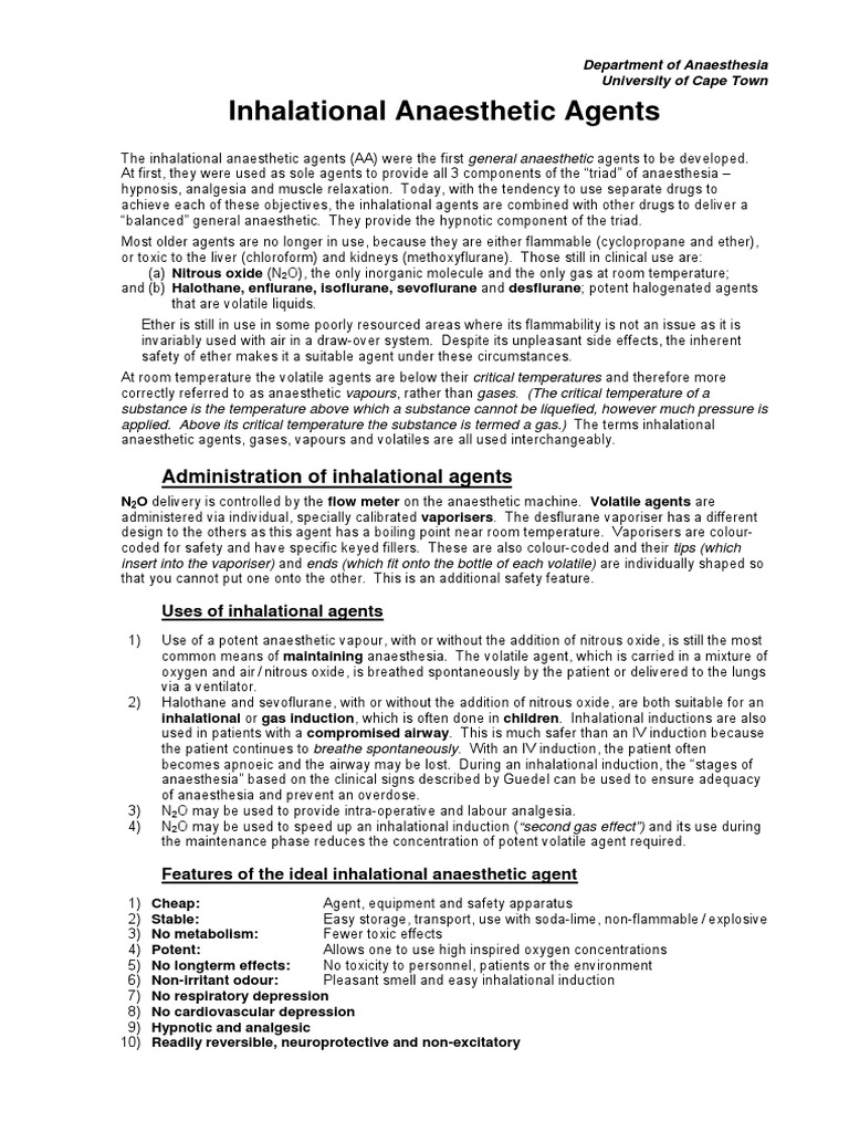 06 Inhalational Agents PDF Nitrous Oxide Anesthesia