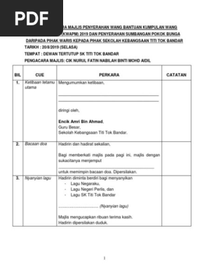 Teks Pengacara Majlis Penyerahan Wang Bantuan Kumpulan Wang Pelajar Miskin Pdf