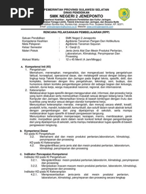 Rpp Jenis Jenis Alat Dan Mesin Produksi Pertanian Laboratorium Klimatologi Penyimpanan Dan Prosesing Copy