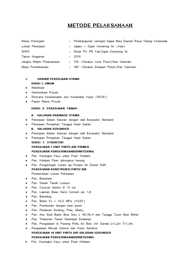 Metode Pelaksanaan Pintu Air | PDF
