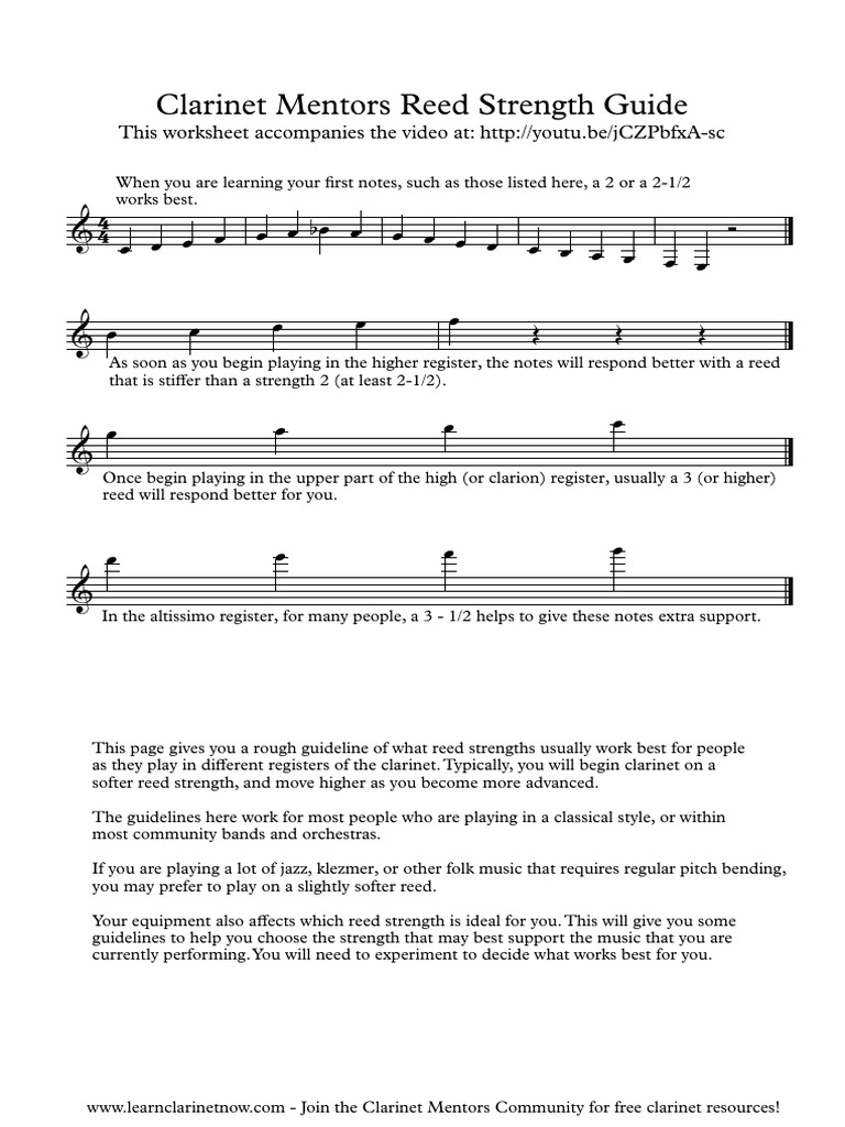 Clarinet Reed Strength Guide | PDF | Language Arts & Discipline | Home ...