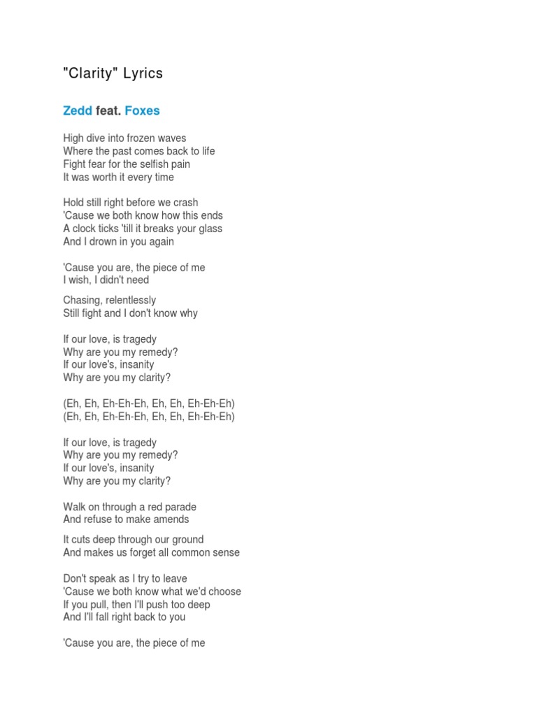 Clarity Lyrics | PDF