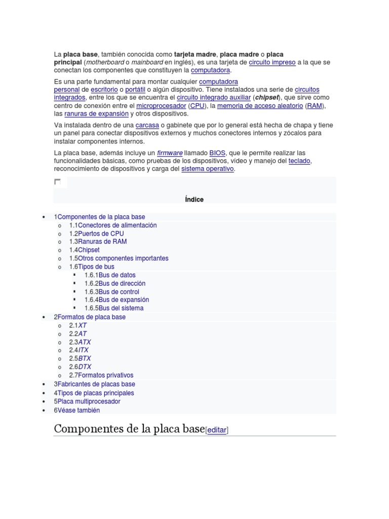 Placa Madre | PDF | Compatibles con PC Ibm | Ingeniería Informática