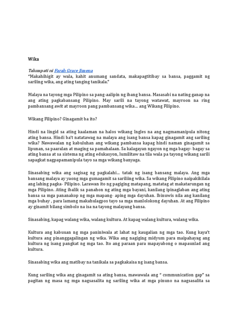 21++ Talumpati kalagayan ng wikang filipino info