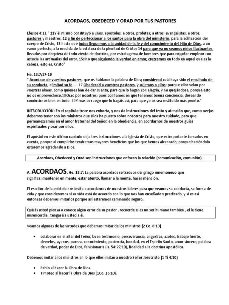 Acordaos, Obedeced y Orad por Pastores | PDF | Cristo (título) | Fe