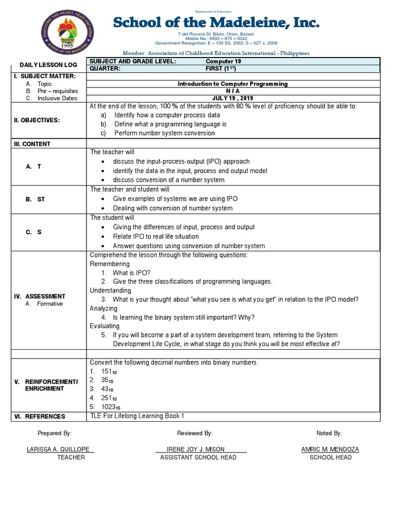 DLL Tle | PDF | Computer Programming | Teaching