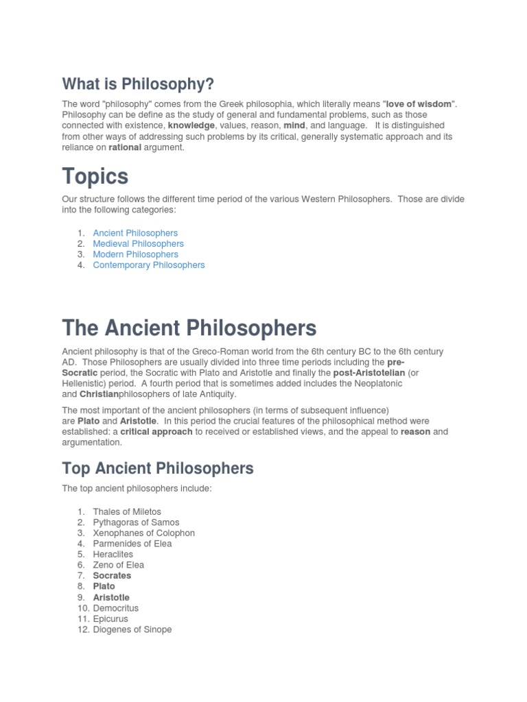 Topics What Is Philosophy? PDF Ancient Greek Philosophy Western