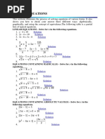 Solving Equations: LINEAR EQUATIONS - Solve For X in The Following Equations