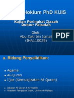 Mini Kolokium PHD Kuis: Kajian Peringkat Ijazah Doktor Falsafah