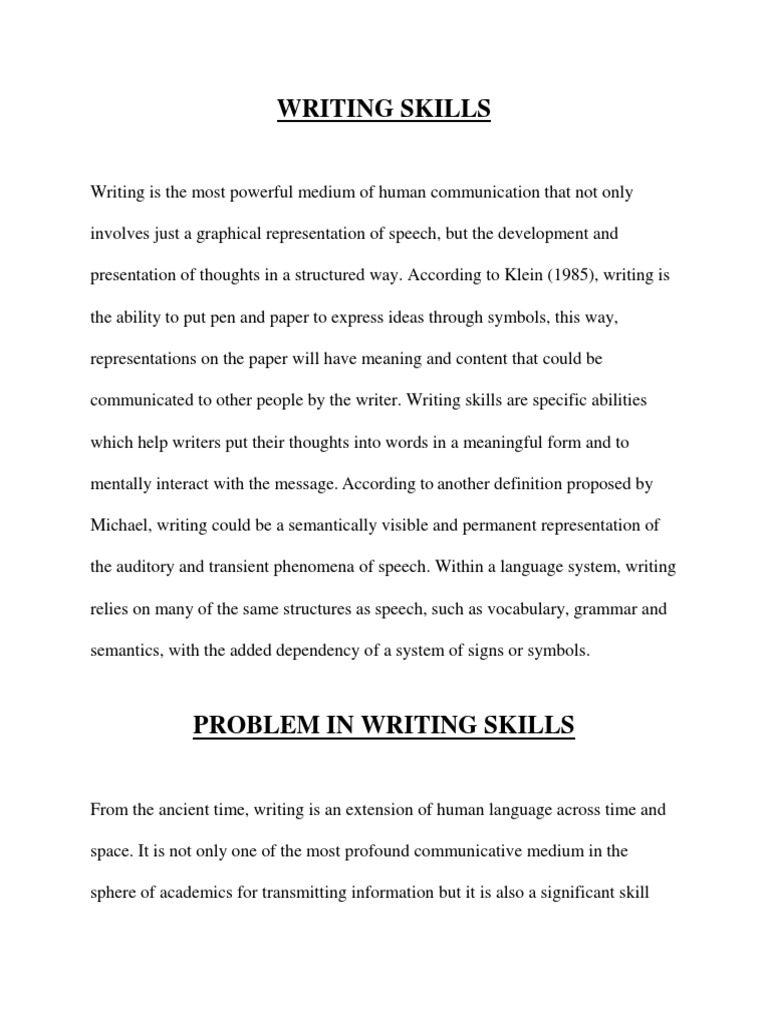 Writing Skills PDF Reading Comprehension Teachers