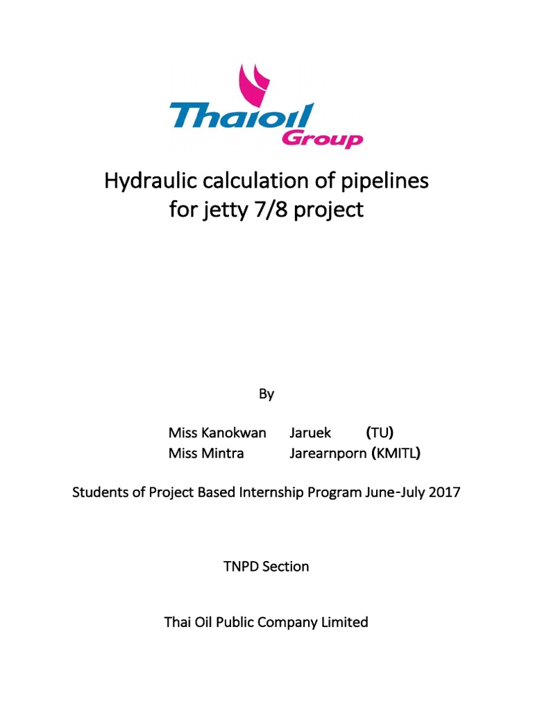 Hydraulic Calculation of Pipelines Report PDF Fluid Dynamics