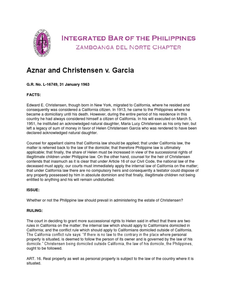 Applying the Conflict of Laws Determining the Successional Rights of