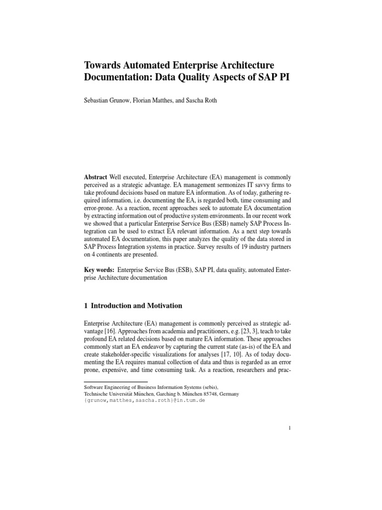 Towards Automated Enterprise Architecture Documentation: Data Quality ...
