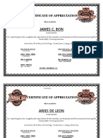 James C. Bon: Certificate of Appreciation