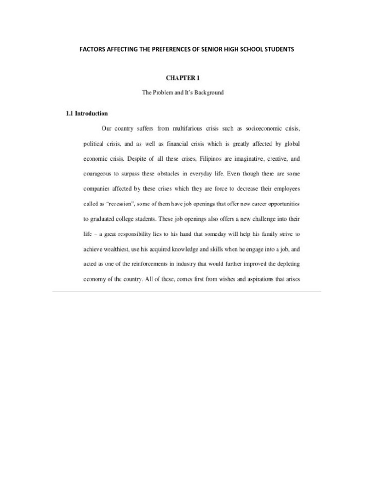 Factors Affecting The Preferences of Senior High School Students | PDF