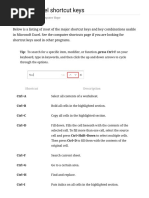 Microsoft Excel Shortcut Keys