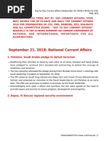 Day by Day Current Affairs (September 20, 2018) _ MCQs for CSS, PMS, NTS