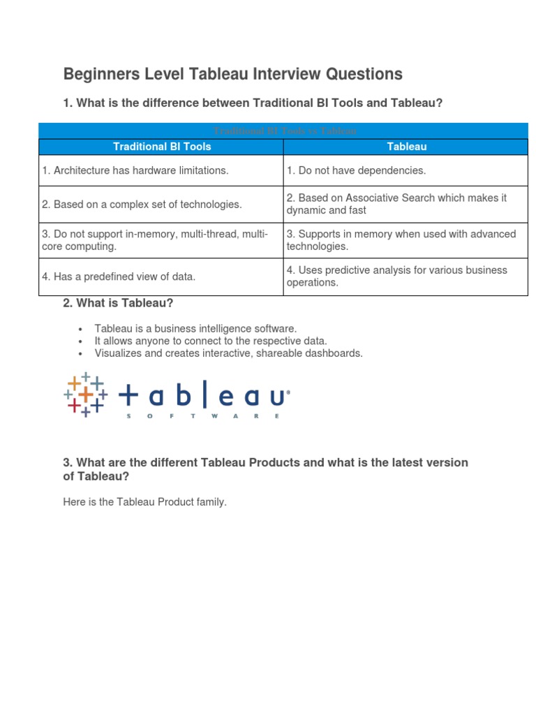 Beginner Tableau Interview Questions | PDF | Business Intelligence ...