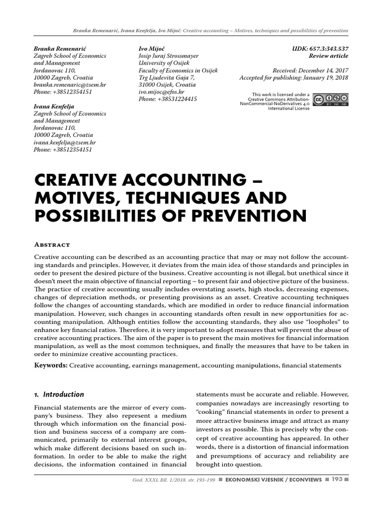 Creative Accounting: Motives and Prevention | PDF | Accounting | Audit