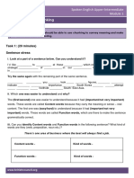 Pronunciation - Chunking: Task 1: (20 Minutes) Sentence Stress