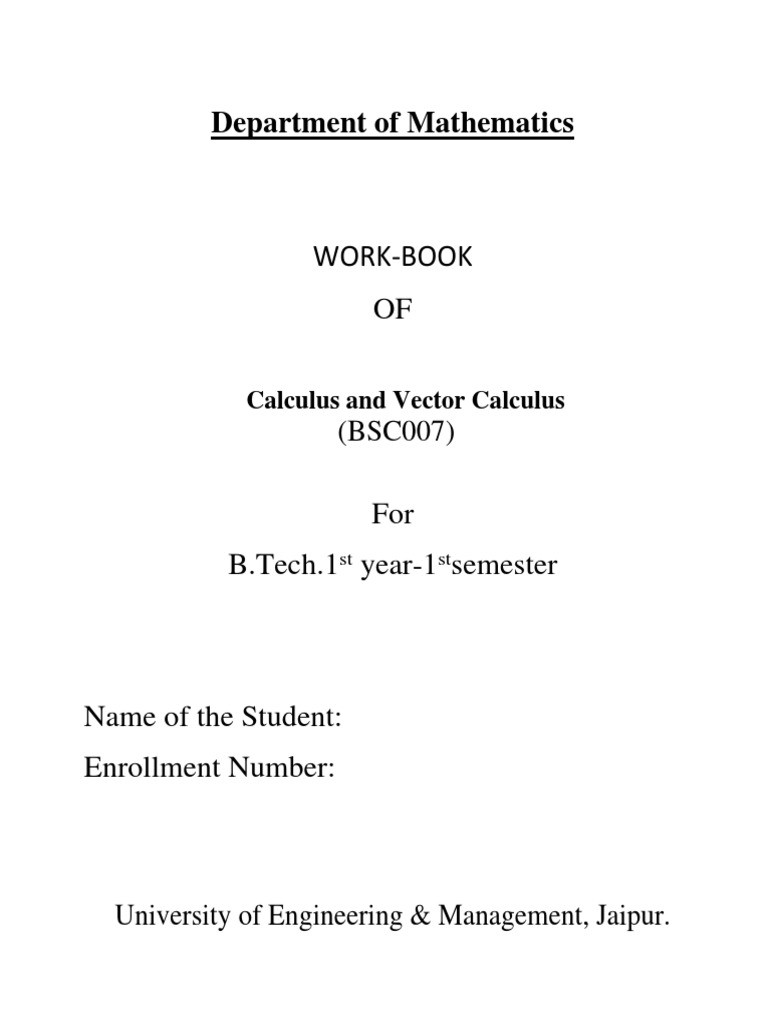 Department of Mathematics: Work-Book | PDF | Series (Mathematics ...