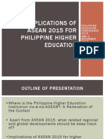 Implications of Asean 2015 For Philippine Higher Education