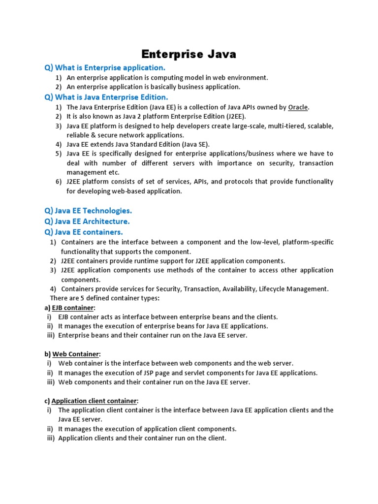 Enterprise Java Notes | PDF | Java Platform | Data Management