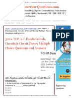 300+ TOP A.C. Fundamentals, Circuits & Circuit Theory Multiple Choice Questions and Answers