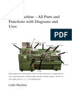Lathe Machine - All Parts and Functions With Diagrams and Uses