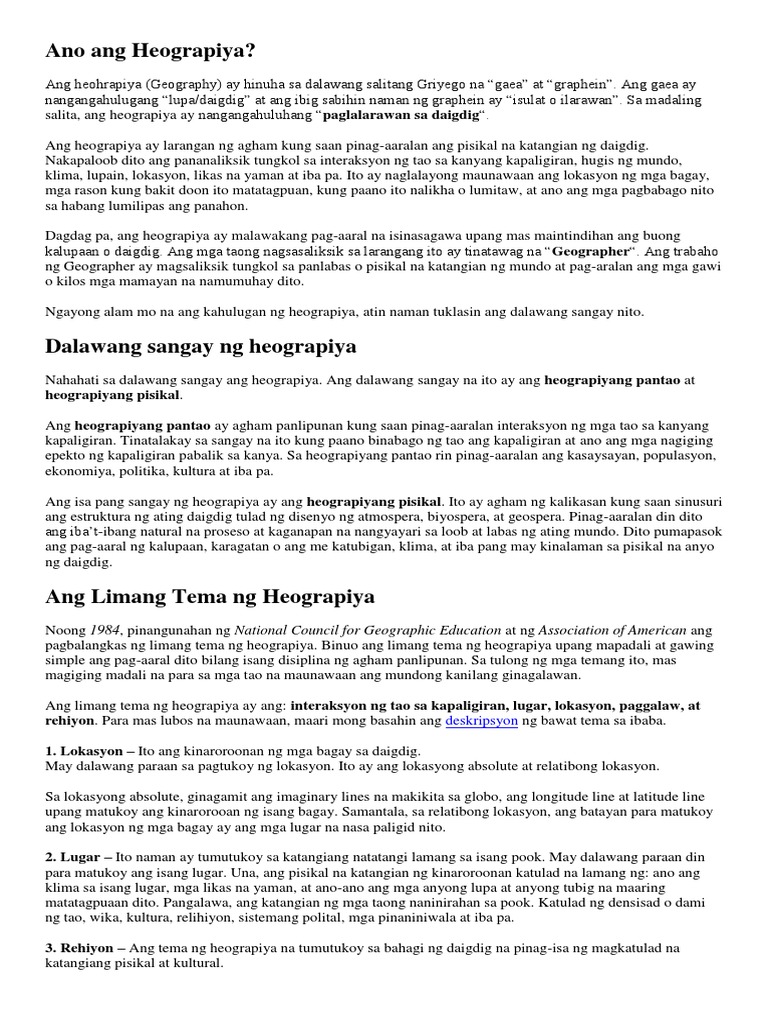 Ano Ang Heograpiya Pdf