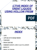 Refractive Index of Different Liquids Using Hollow Prism