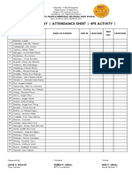 Grade 9 - Ruby - Attendance Sheet - 4Ps Activity - : Horacio Franco Memorial National High School