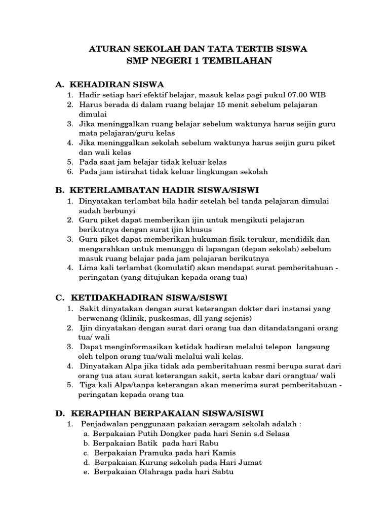 Tata Tertib Sekolah
