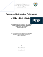 Factors and Mathematics Performance of Bsed - Math 4 Students