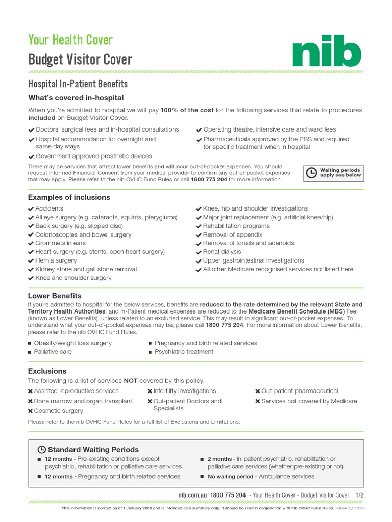 Budget Visitor Cover PDF Hospital Patient