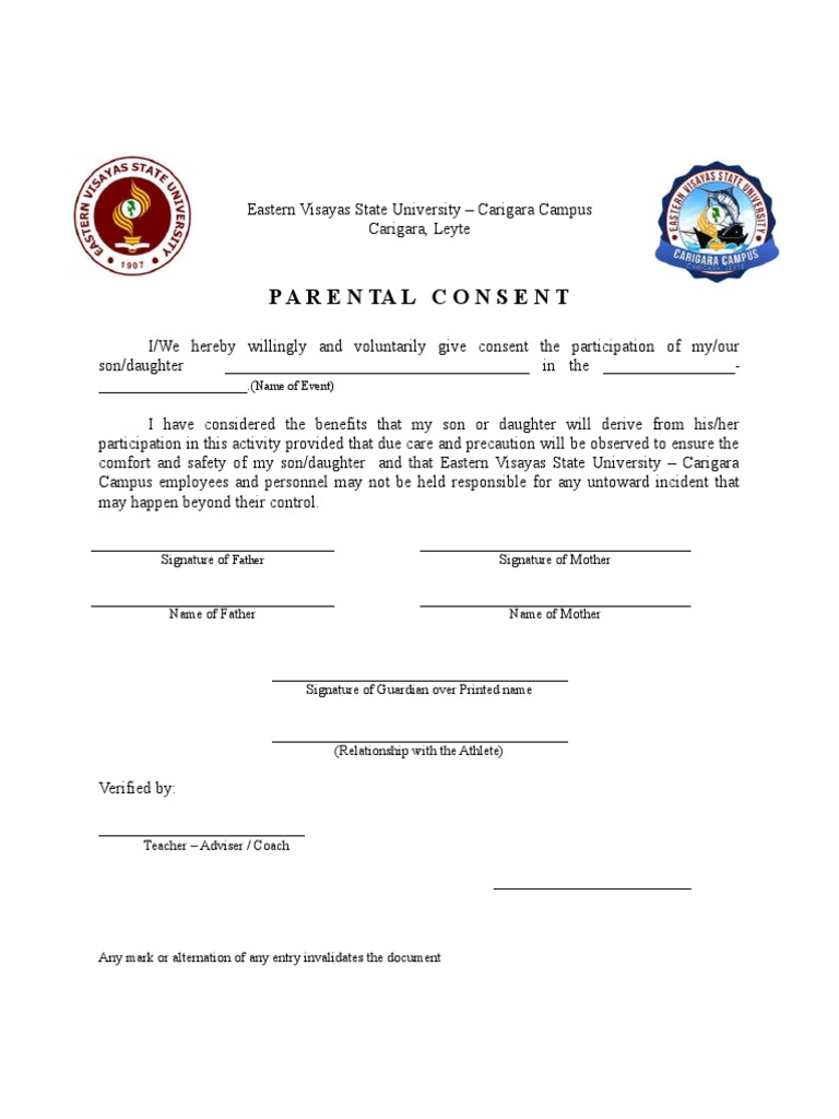 Parental Consent Form for Events | PDF
