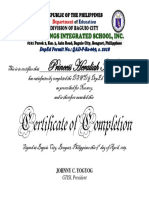 Princess Heraliah A. Zambale: Certificate of Completion