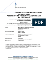 Reaction To Fire Classification Report No. RA11-0097 According To The European Standard NF EN 13501-1