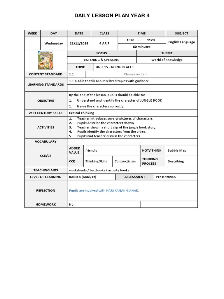 Daily Lesson Plan Year 4: Choose An Item | PDF