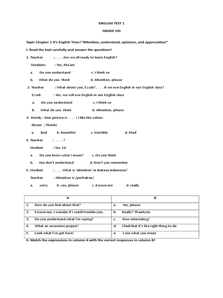 English Test: Chapters 1 & 2 Review | PDF | Career & Growth | Foreign ...
