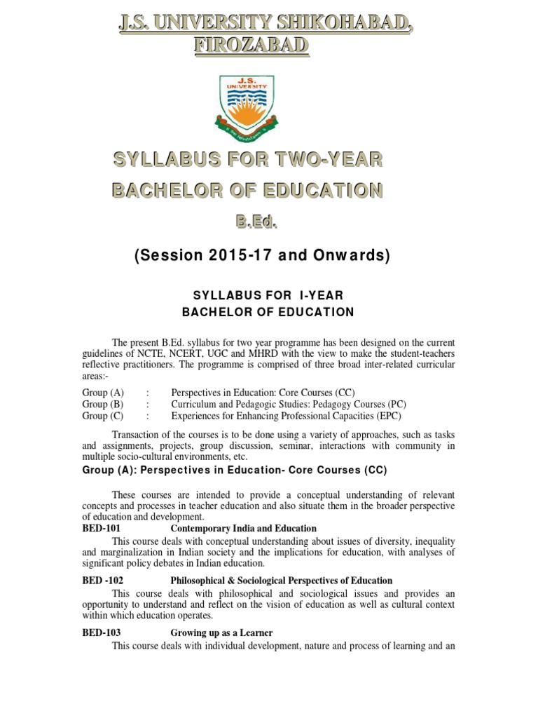 Up B Ed Syllabus Pdf Download