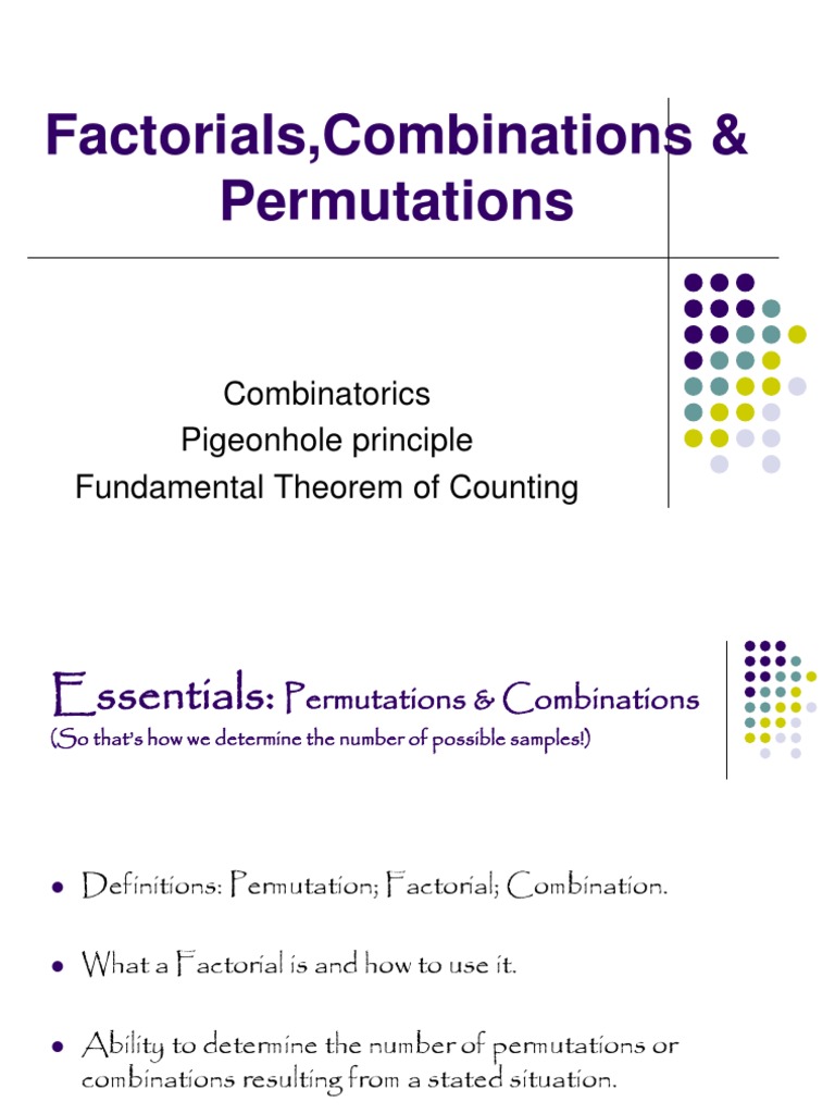 Factorials, Combinations and Permutations | PDF | Permutation ...